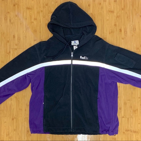 Fedex Jackets Coats Employee Fleece Uniform Full Zip Hoodie